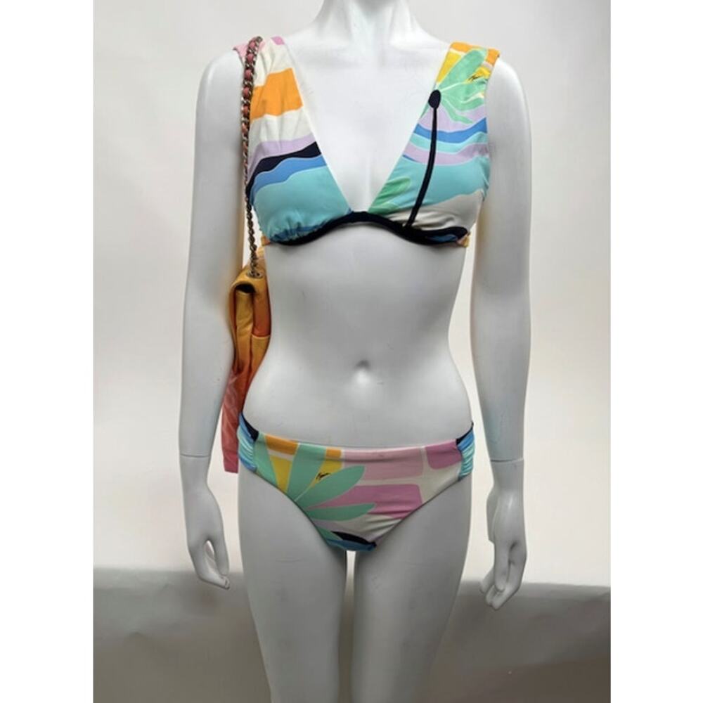 Trina Turk Bikini Set Size 6 Multicolor Tropical Floral 2 Piece Swimsuit